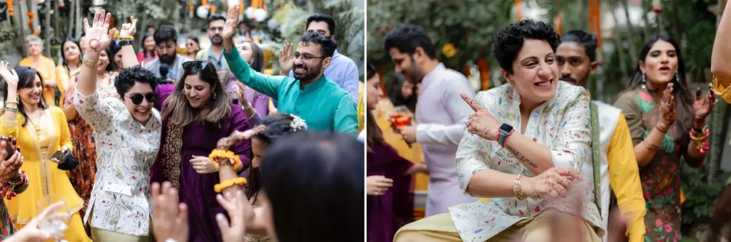 A joyful bride dancing, exuding happiness and celebration on her special day.