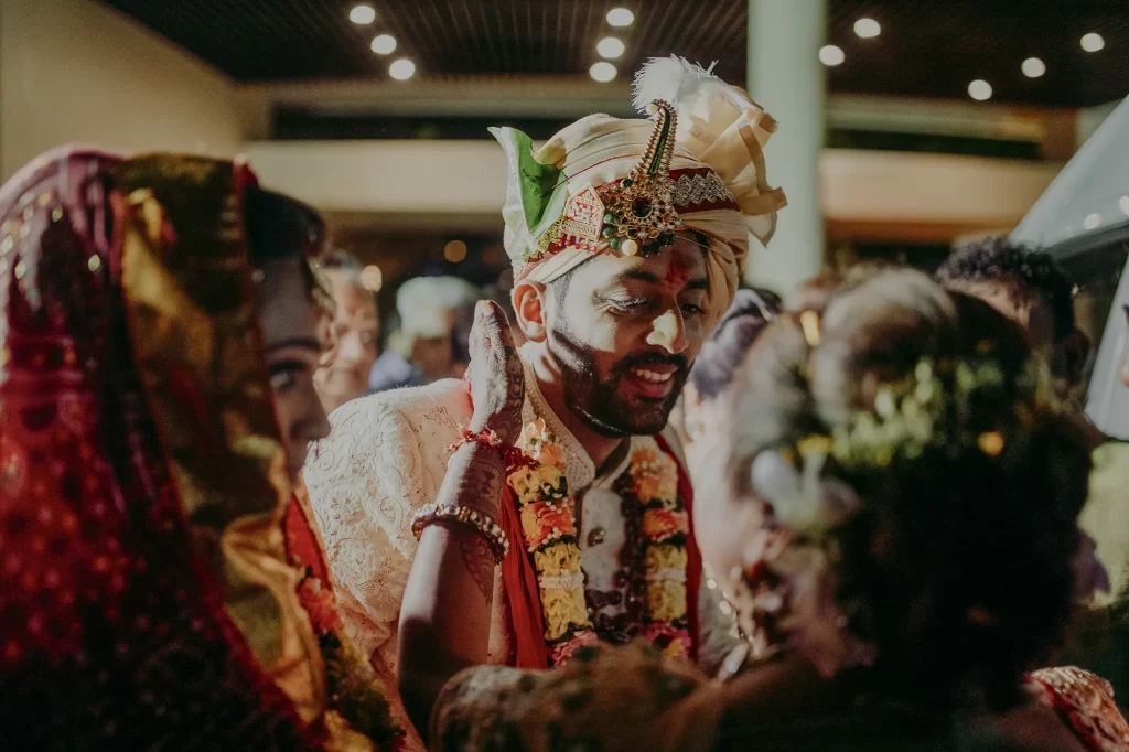 The bride and her loved ones share an emotional farewell as she departs for her new life.