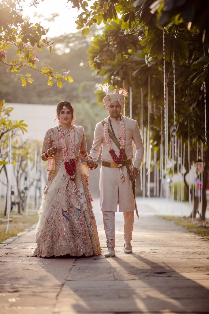 Newlyweds exude joy in a post-wedding photoshoot, capturing their love and happiness in a beautiful and candid setting.