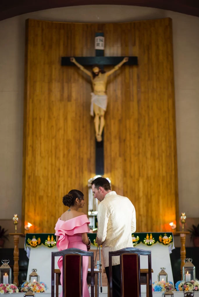 A majestic church serving as the picturesque setting for a beautiful wedding ceremony